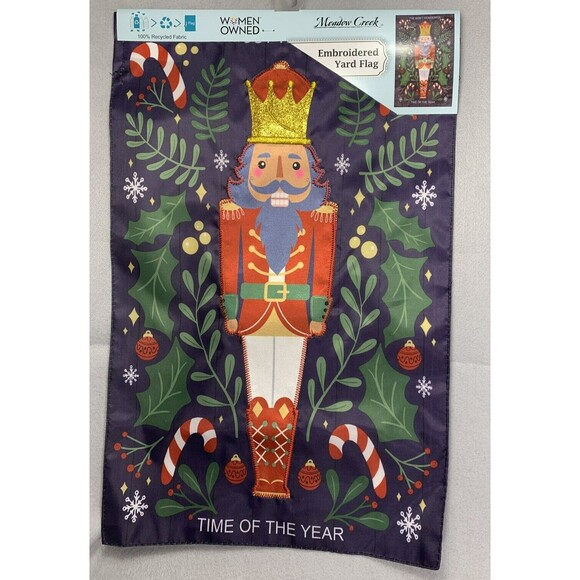 Nutcracker Applique Embroider Garden Flag 11.5"X18" Most Wonderful Time of Year - Picture 7 of 9